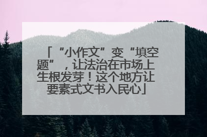 “小作文”变“填空题”，让法治在市场上生根发芽！这个地方让要素式文书入民心
