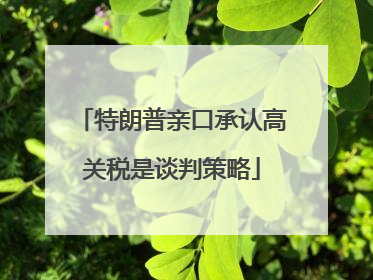 特朗普亲口承认高关税是谈判策略