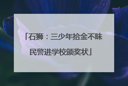 石狮：三少年拾金不昧 民警进学校颁奖状