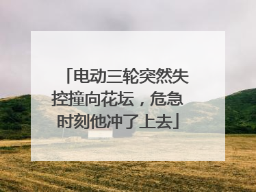 电动三轮突然失控撞向花坛，危急时刻他冲了上去
