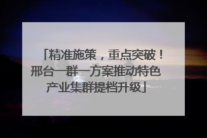精准施策，重点突破！邢台一群一方案推动特色产业集群提档升级