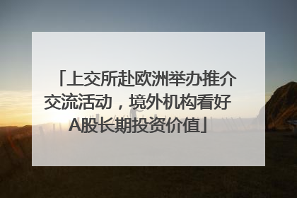 上交所赴欧洲举办推介交流活动，境外机构看好A股长期投资价值