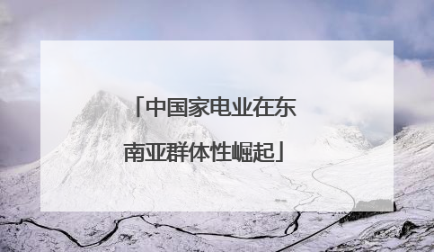 中国家电业在东南亚群体性崛起
