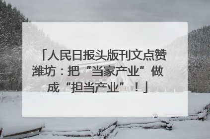 人民日报头版刊文点赞潍坊：把“当家产业”做成“担当产业”！