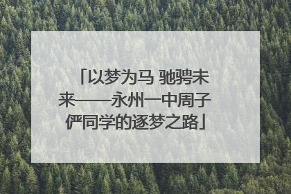 以梦为马 驰骋未来——永州一中周子俨同学的逐梦之路