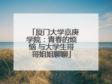 厦门大学嘉庚学院：青春的烦恼 与大学生哥哥姐姐聊聊