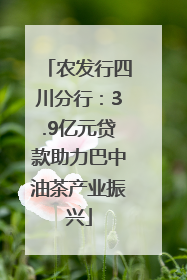 农发行四川分行：3.9亿元贷款助力巴中油茶产业振兴