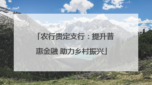 农行贵定支行：提升普惠金融 助力乡村振兴
