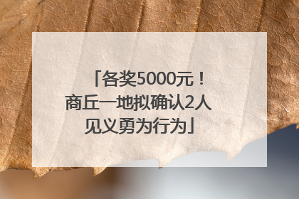 各奖5000元！商丘一地拟确认2人见义勇为行为