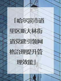 哈尔滨市道里区斯大林街道党建引领网格治理提升管理效能