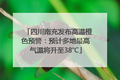 四川南充发布高温橙色预警：预计多地最高气温将升至38℃