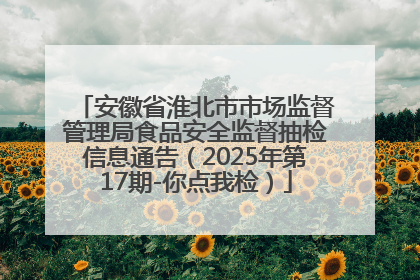 安徽省淮北市市场监督管理局食品安全监督抽检信息通告（2025年第17期-你点我检）