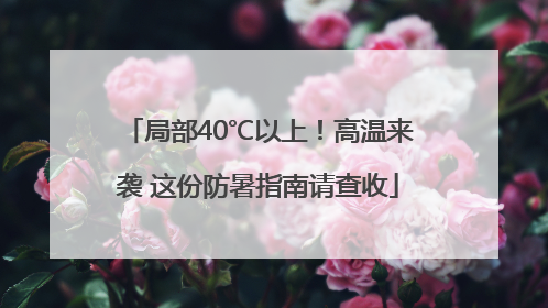 局部40℃以上！高温来袭 这份防暑指南请查收