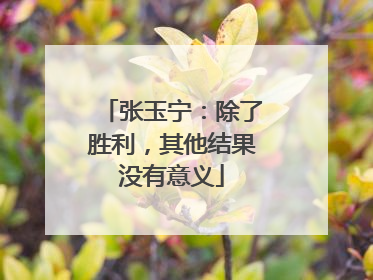 张玉宁：除了胜利，其他结果没有意义