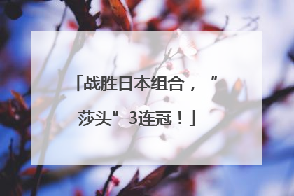 战胜日本组合，“莎头”3连冠！