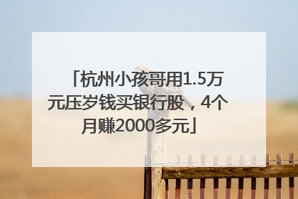杭州小孩哥用1.5万元压岁钱买银行股，4个月赚2000多元