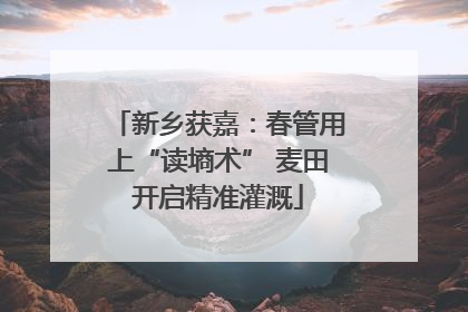 新乡获嘉：春管用上“读墒术” 麦田开启精准灌溉