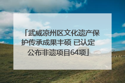 武威凉州区文化遗产保护传承成果丰硕 已认定公布非遗项目64项