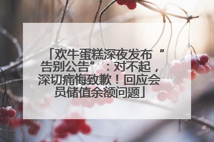 欢牛蛋糕深夜发布“告别公告”：对不起，深切痛悔致歉！回应会员储值余额问题