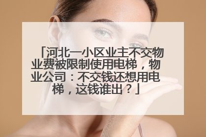 河北一小区业主不交物业费被限制使用电梯，物业公司：不交钱还想用电梯，这钱谁出？