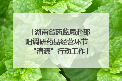 湖南省药监局赴邵阳调研药品经营环节“清源”行动工作