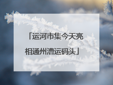 运河市集今天亮相通州漕运码头