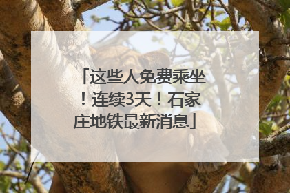 这些人免费乘坐！连续3天！石家庄地铁最新消息