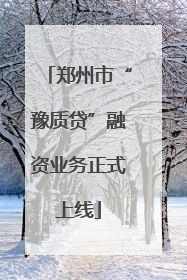 郑州市“豫质贷”融资业务正式上线