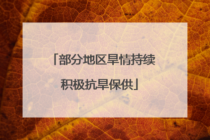 部分地区旱情持续 积极抗旱保供