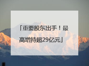 重要股东出手！最高增持超29亿元