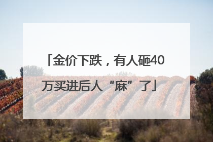金价下跌，有人砸40万买进后人“麻”了