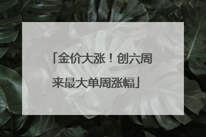 金价大涨！创六周来最大单周涨幅