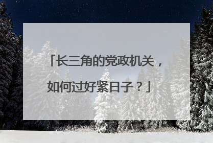 长三角的党政机关，如何过好紧日子？