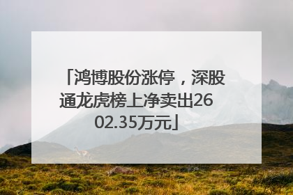 鸿博股份涨停，深股通龙虎榜上净卖出2602.35万元