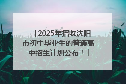 2025年招收沈阳市初中毕业生的普通高中招生计划公布！