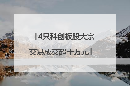 4只科创板股大宗交易成交超千万元
